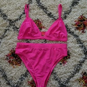 High waisted triangle top bikini